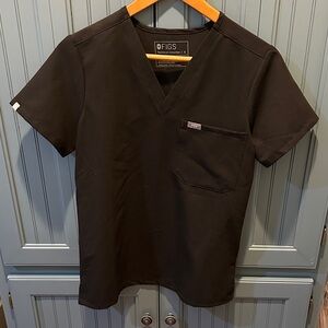 Figs Black Catarina V-Neck Scrub Top Small New